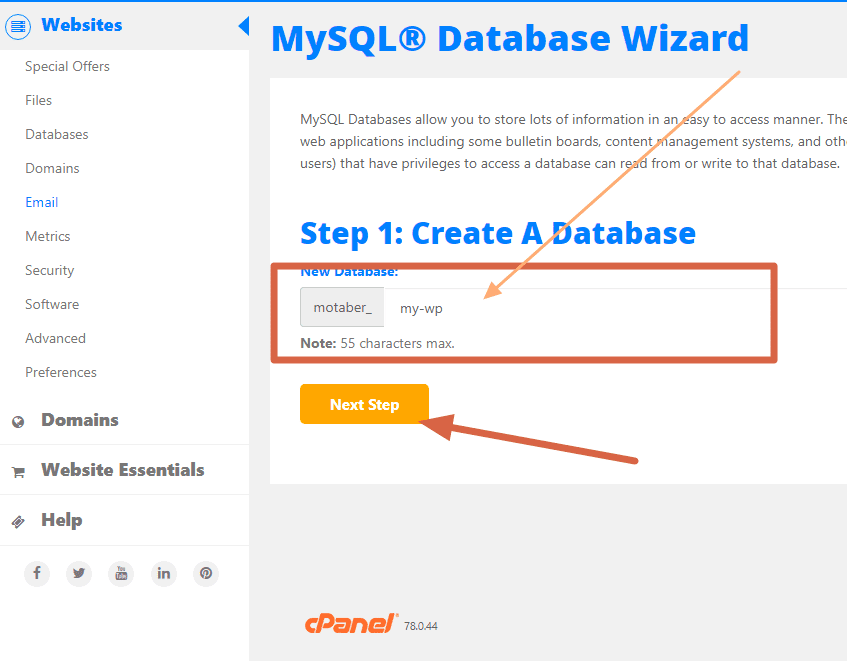  إنشاء قاعدة بيانات جديدة على mysql 1