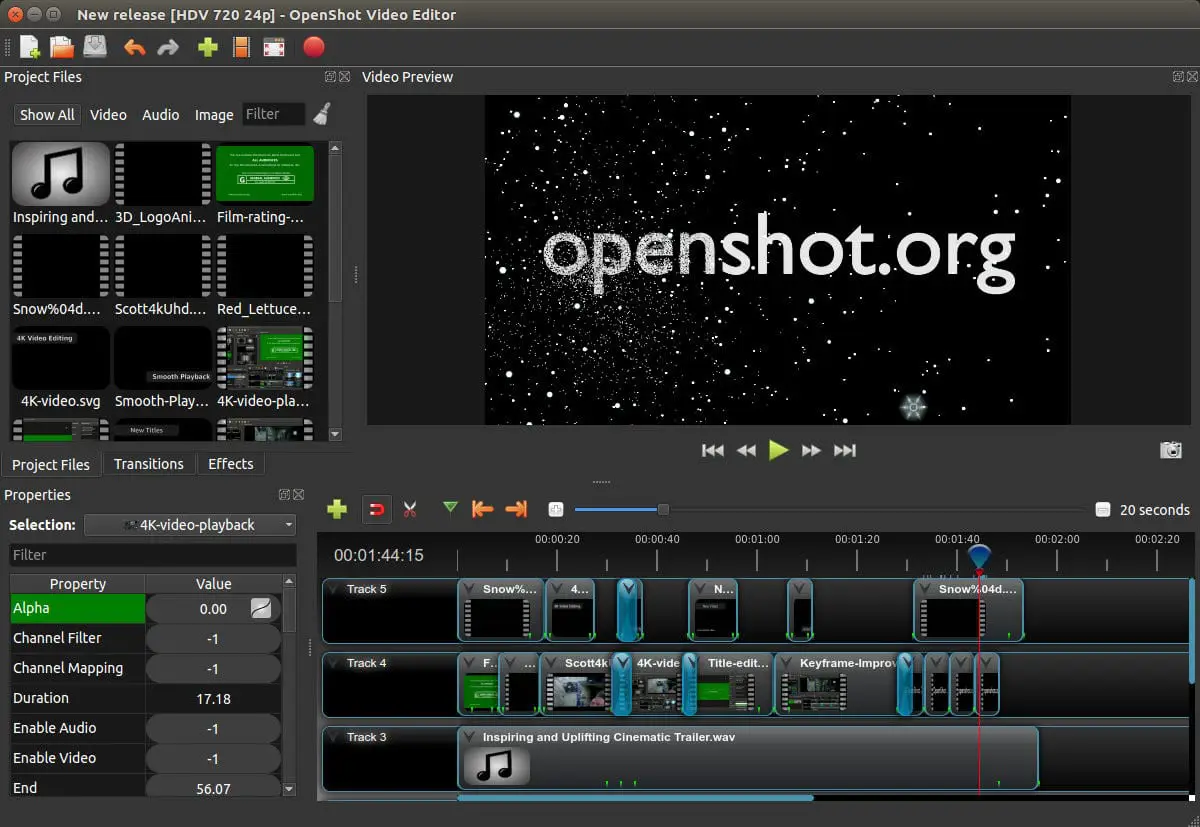 افضل برامج المونتاج للفيديو -  OpenShot