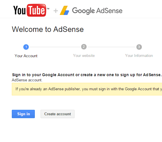 Adsense sign in