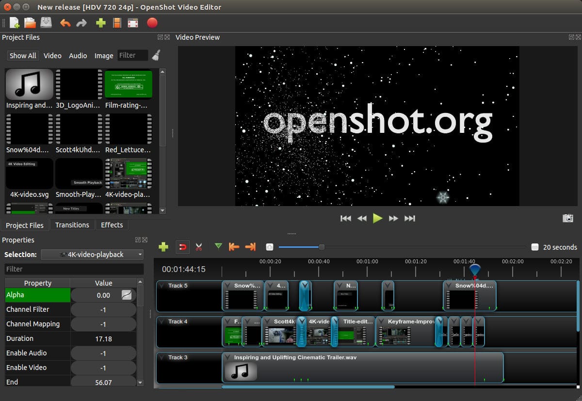 افضل برامج المونتاج للفيديو - OpenShot
