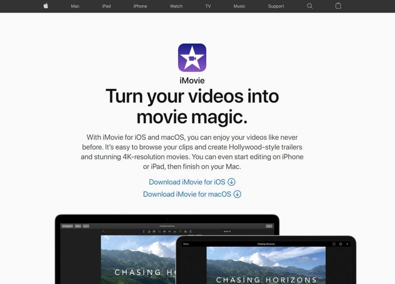برامج تعديل الفيديو - أي موفي iMovie