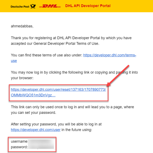 تأكيد ملكية البريد الإلكتروني لحسابك المسجل في شركة DHL