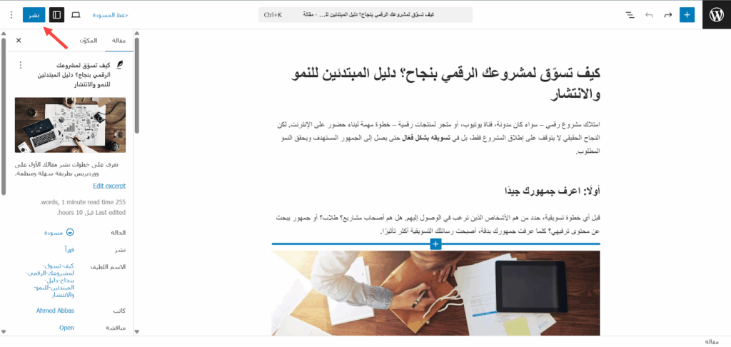 نشر المقال